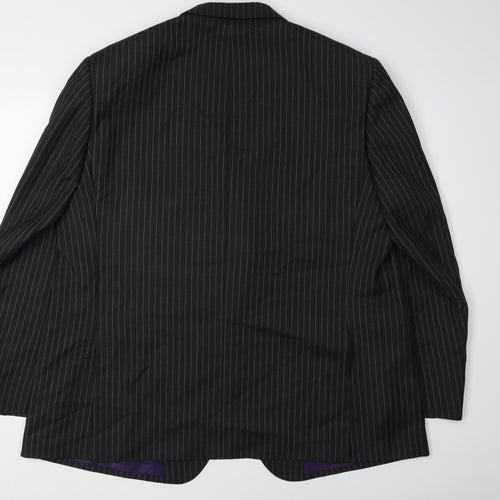 Marks and Spencer Men's Black Wool Blazer, Size 48R, Striped