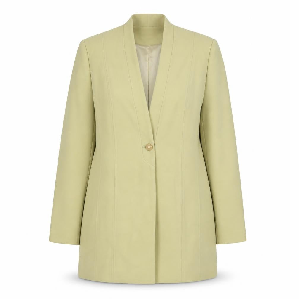 Front view of PLATINUM Gold Women's Blazer, size 16, Shawl Collar