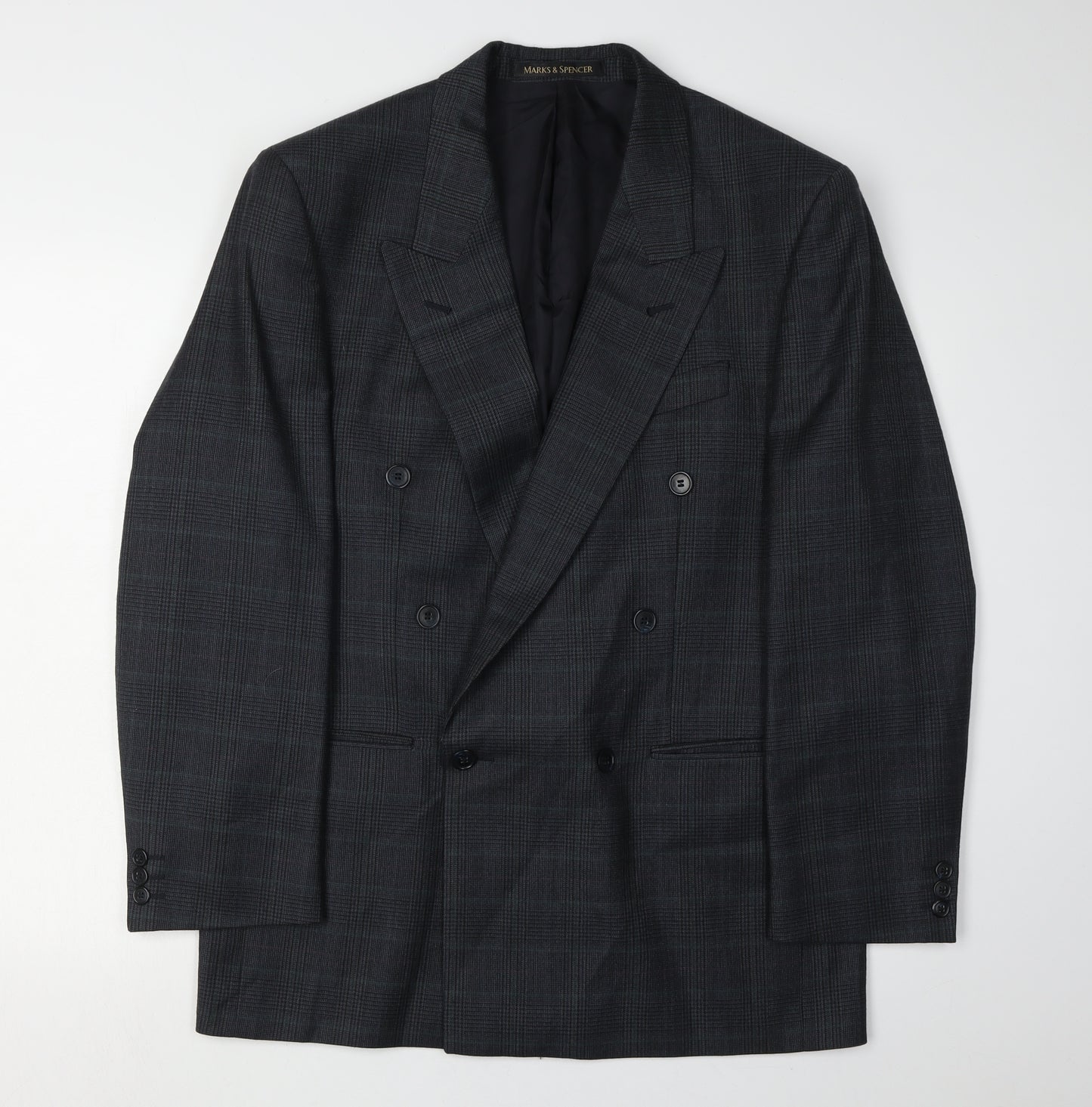 Marks and Spencer Men's Blue Check Blazer, Size 38R