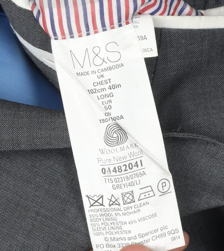 Marks and Spencer Men's Grey Suit Jacket 40L