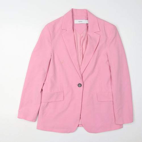 Bershka Women's Pink Blazer, Size S, Lined Twill