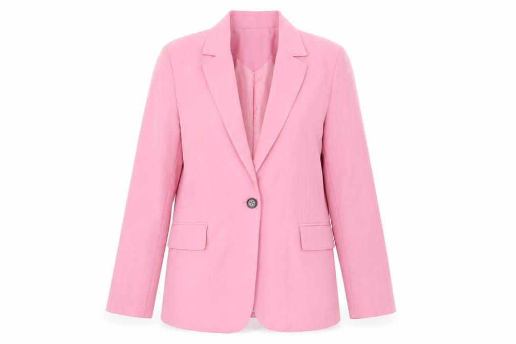 Front view of Bershka Women's Pink Blazer, size S, Lined Twill