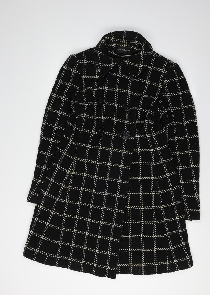 Marks and Spencer Women's Black Check Trench Coat Size 10