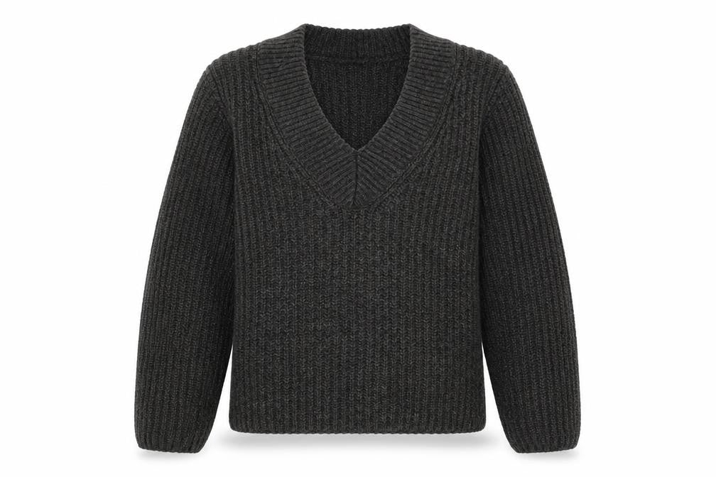 H&M Women's Grey V-Neck Knit Pullover Jumper