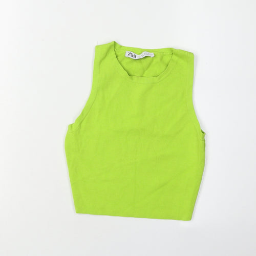 Zara Women's Green Sleeveless Tank Top - Size 12
