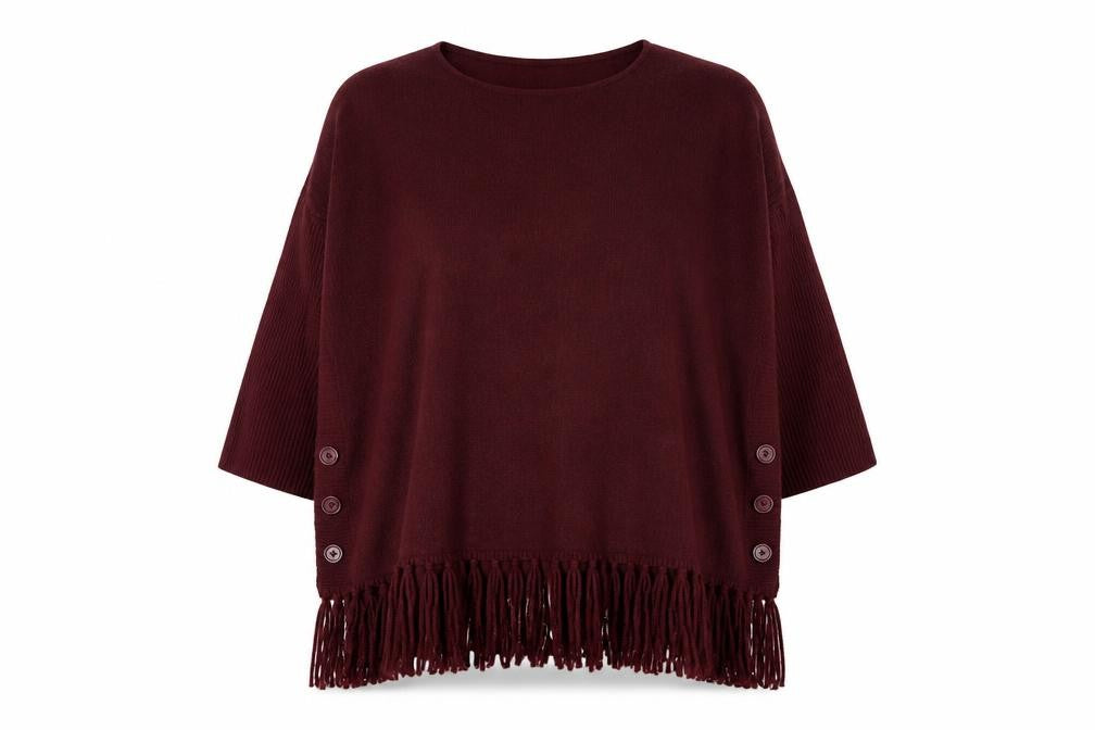 Front view of Bonmarché Women's Red Poncho Jumper M