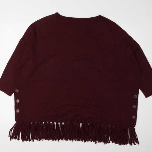 Bonmarché Women's Red Poncho Jumper M