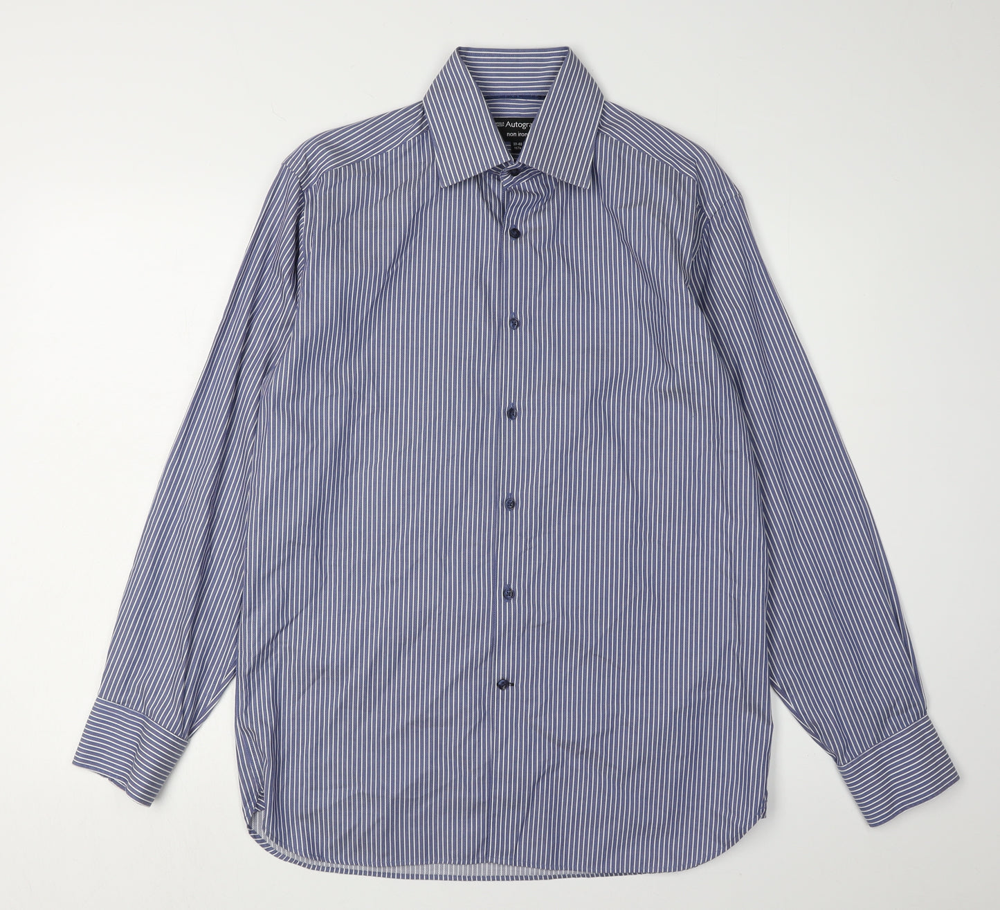 Marks & Spencer Men's Blue Striped Dress Shirt XL