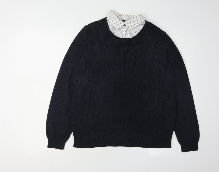 Marks and Spencer Women Black Polka Dot Pullover Jumper