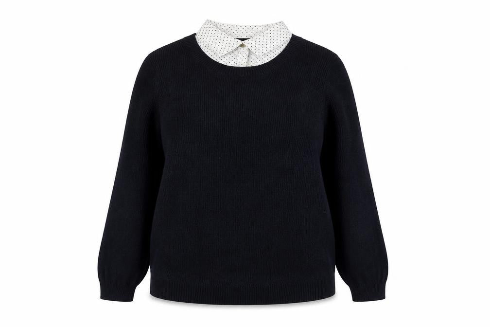 Front view of Marks & Spencer Women Black Polka Dot jumper