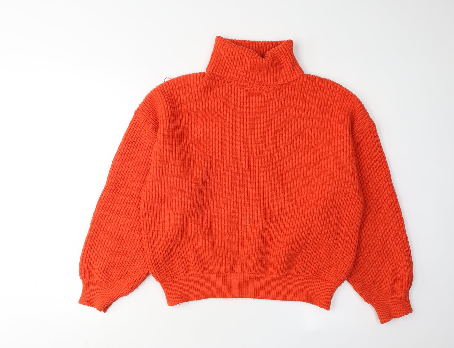 Zara Women's Orange Roll Neck Jumper - Size M