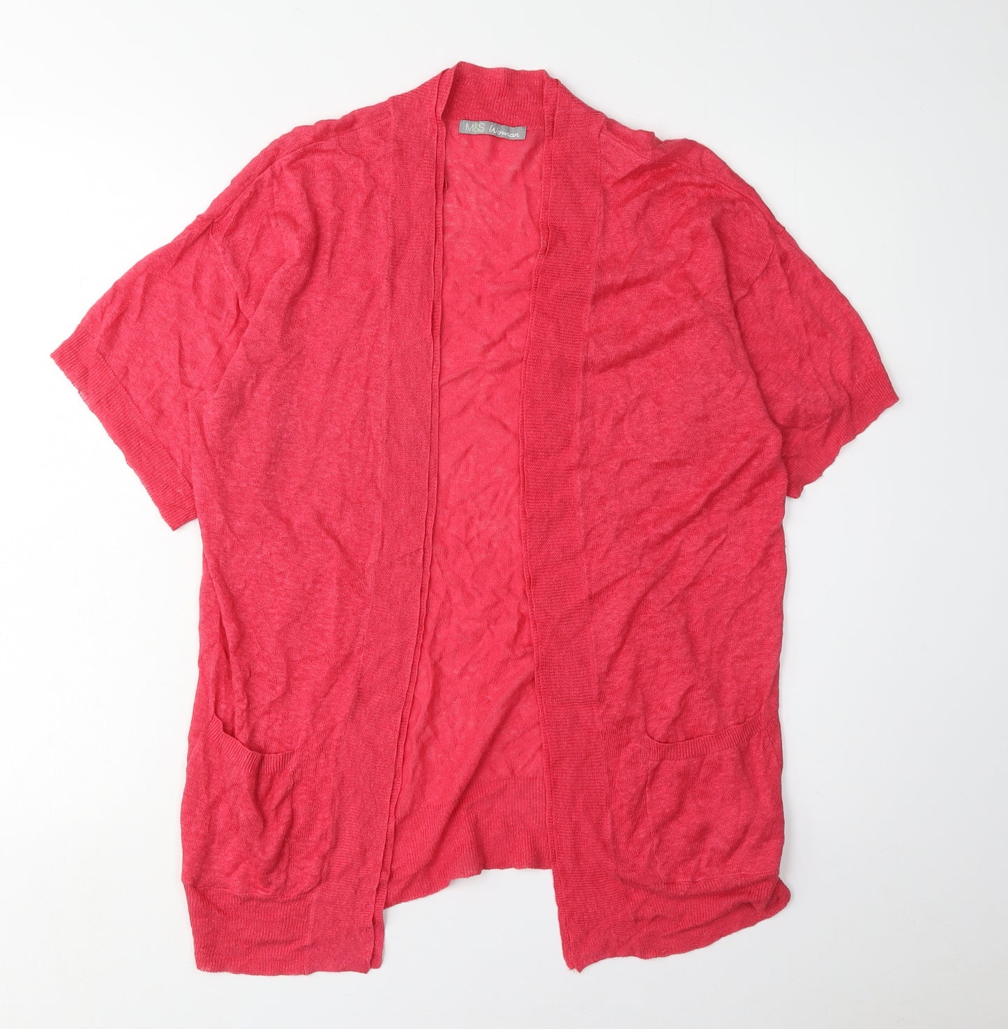 Marks and Spencer Women's Red Open Front Cardigan Size 14