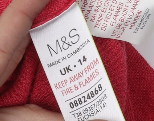 Marks and Spencer Women's Red Open Front Cardigan Size 14