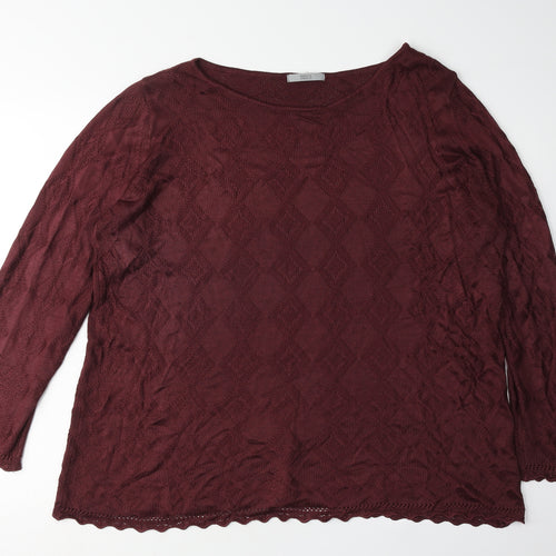 Marks and Spencer Women's Red Knit Jumper Size 16