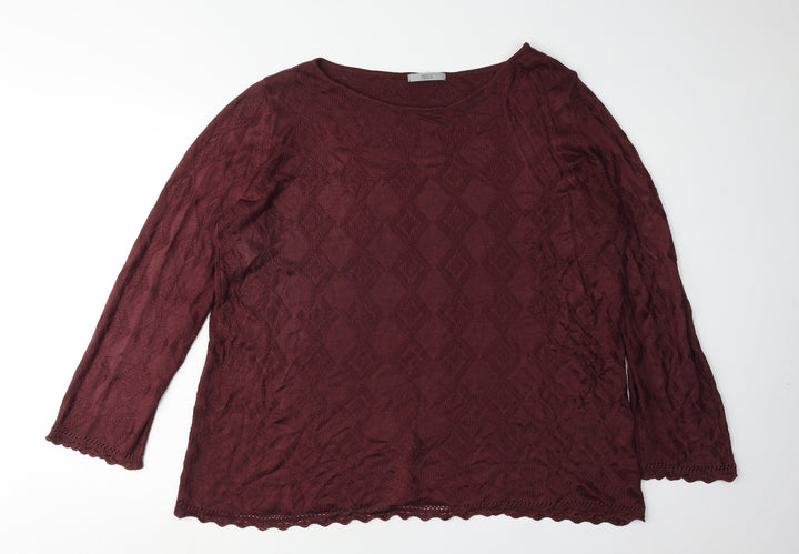 Marks and Spencer Women's Red Knit Jumper Size 16