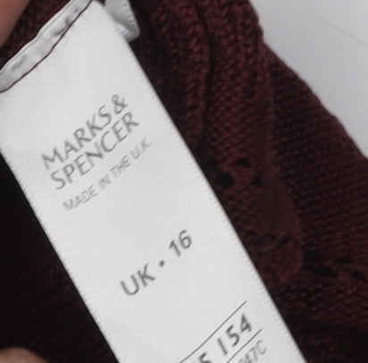 Marks and Spencer Women's Red Knit Jumper Size 16