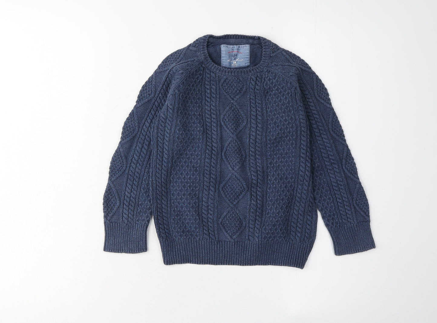 Zara Boys Blue Cable-Knit Pullover Jumper 5-6 Years