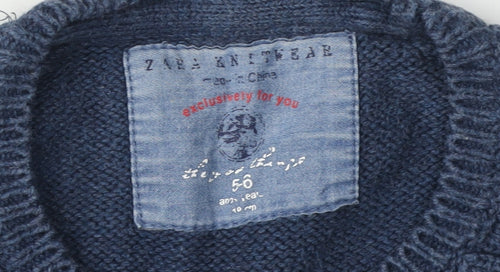 Zara Boys Blue Cable-Knit Pullover Jumper 5-6 Years