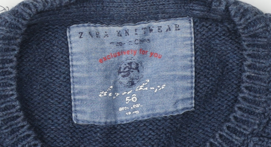 Zara Boys Blue Cable-Knit Pullover Jumper 5-6 Years