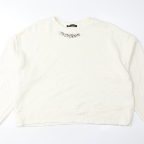Zara Women's Ivory Pullover Sweatshirt Size 12