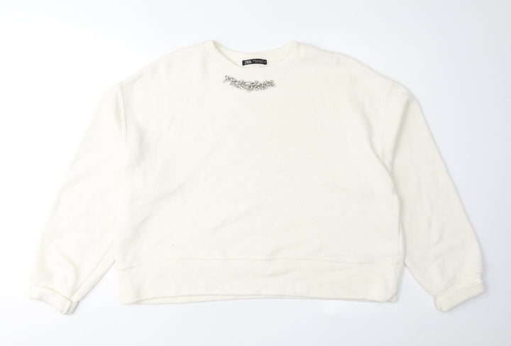 Zara Women's Ivory Pullover Sweatshirt Size 12