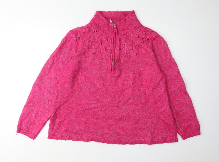Damart Women's Pink Mock Neck Jumper, Size 22/24