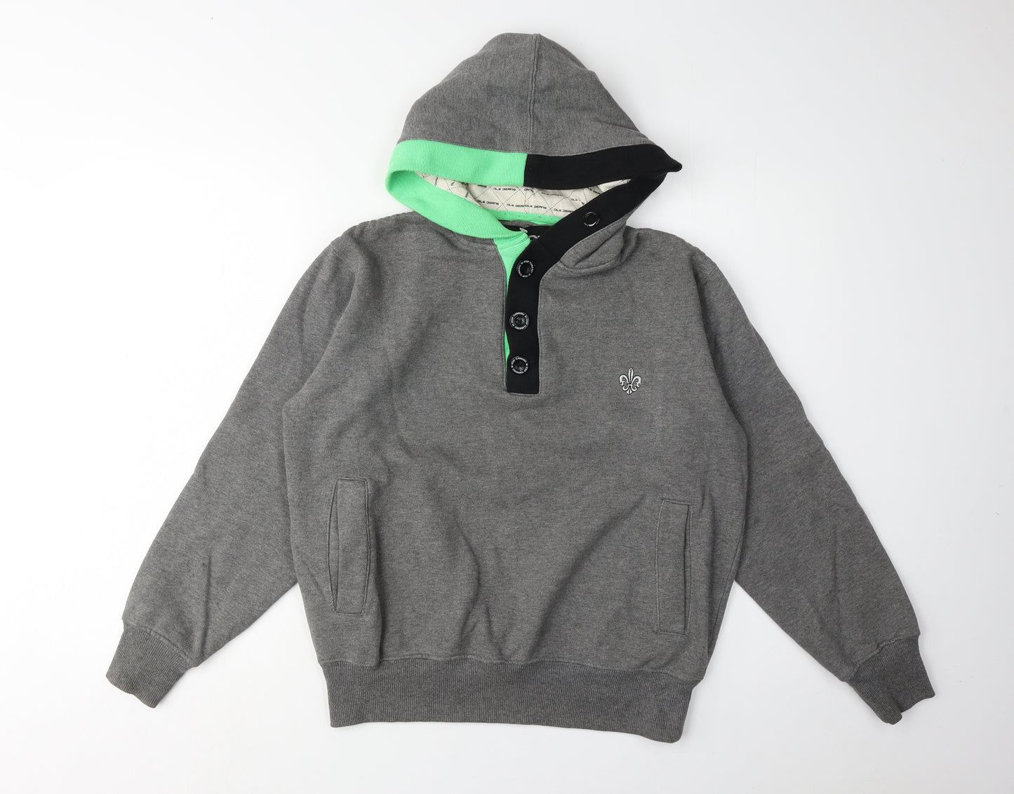 D-Issue Men's Grey Henley Hoodie S