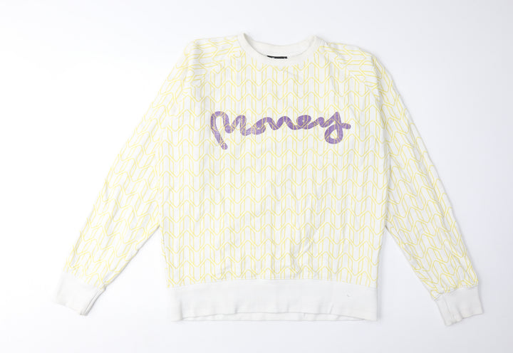 Money Unisex White L Pullover Sweatshirt - Logo Accent
