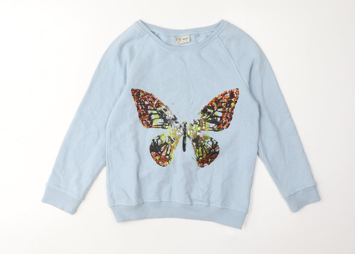 Next Girls Blue Butterfly Pullover Sweatshirt 10 Years
