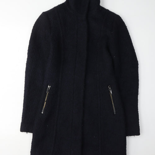 H&M Women's Black Mid-Length Wool Coat - Size 4