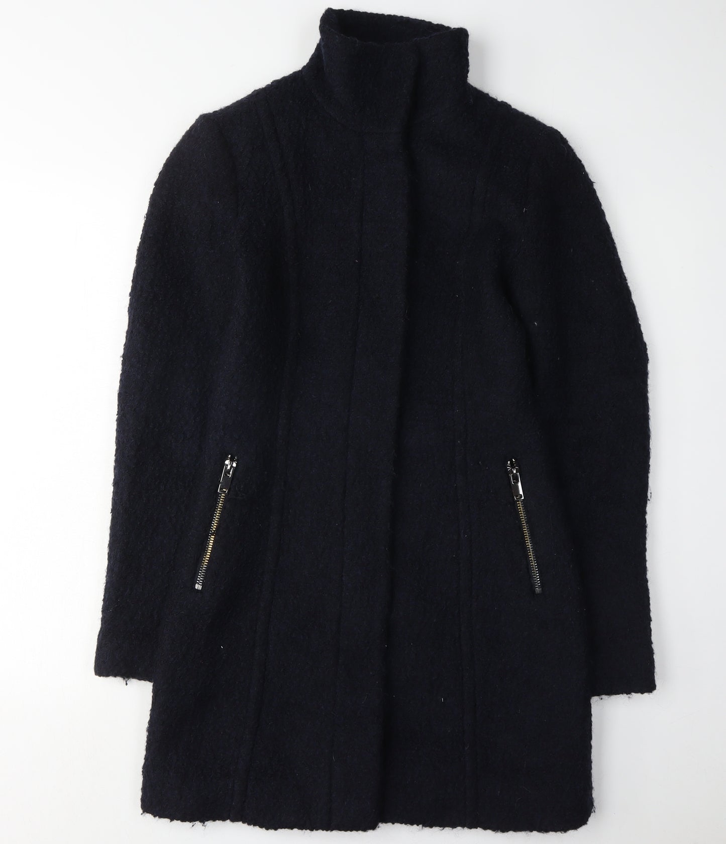 H&M Women's Black Mid-Length Wool Coat - Size 4