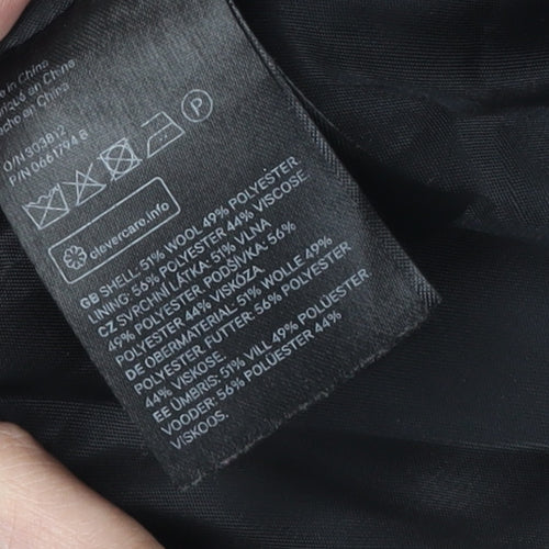 H&M Women's Black Mid-Length Wool Coat - Size 4