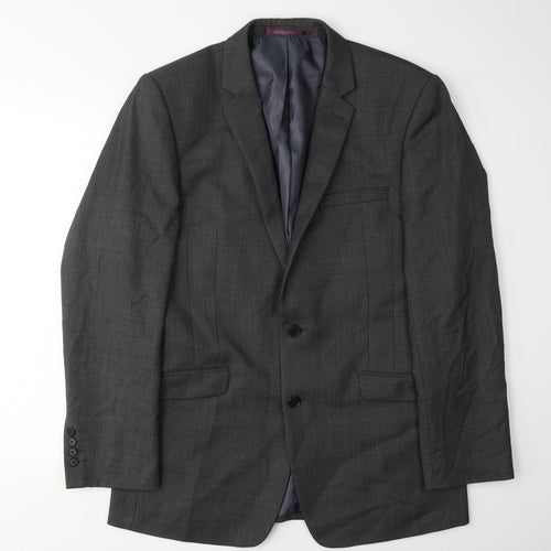 Next Men's Grey Blazer 40R Regular Fit Wool Formal