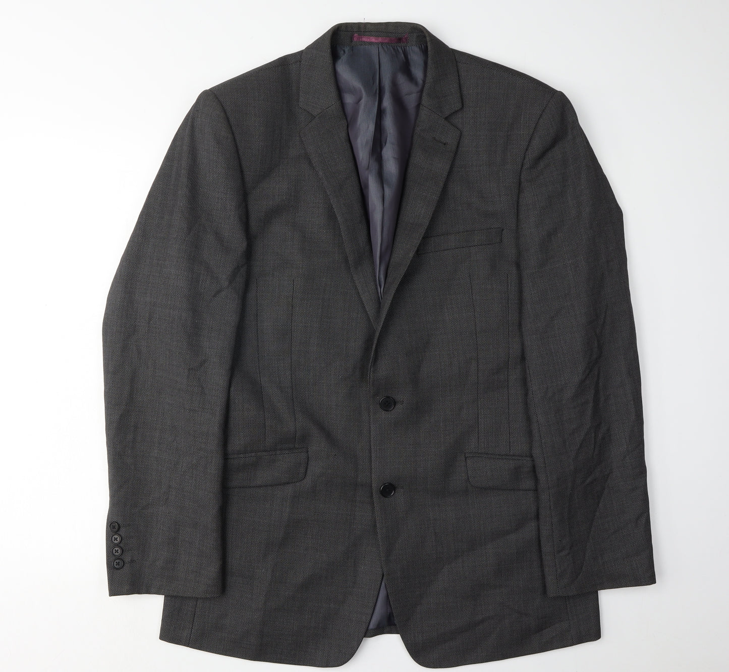 Next Men's Grey Blazer 40R Regular Fit Wool Formal