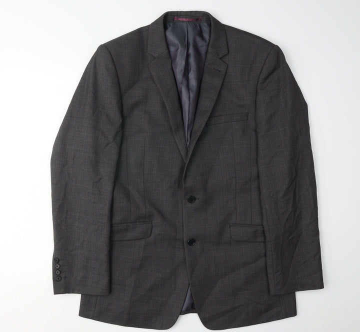 Next Men's Grey Blazer 40R Regular Fit Wool Formal