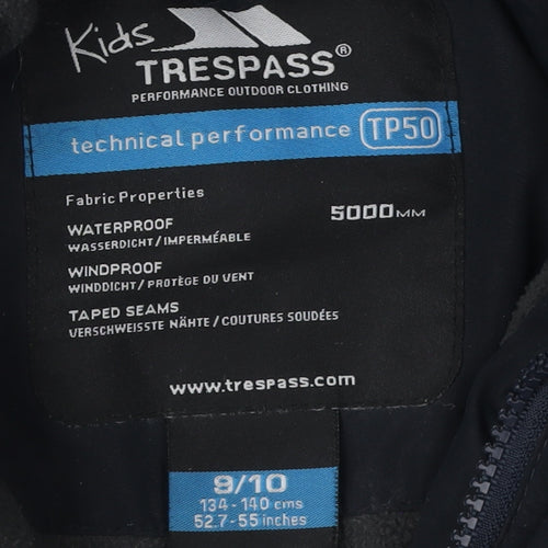 Trespass Boys Black Waterproof Hooded Jacket 9-10 Years