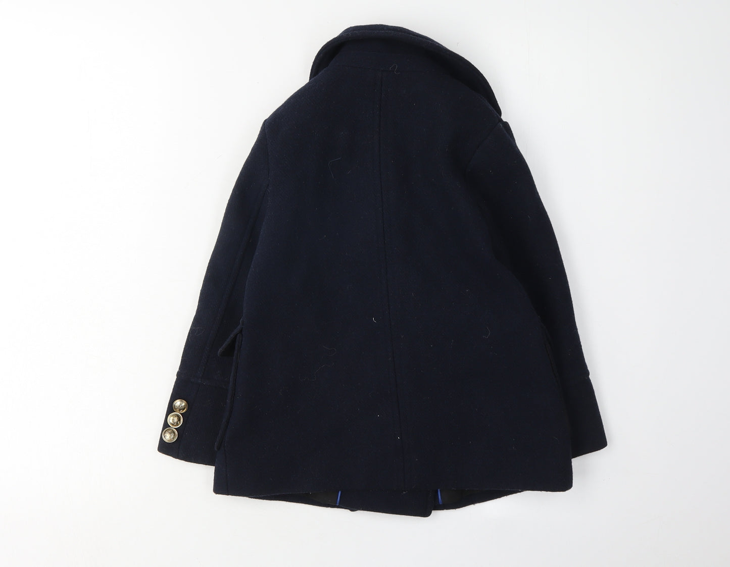 Zara Girls Navy Blue Wool Blend Pea Coat Size 6