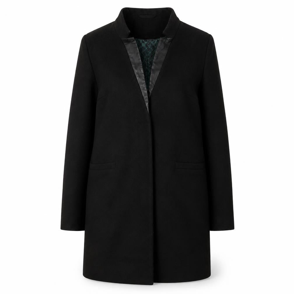 Front view of Twist & Tango Women's Black Wool Overcoat, size 8