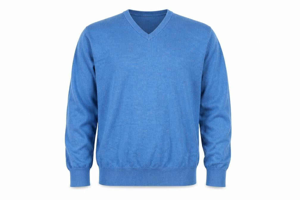 Front view of Marks & Spencer Men's Blue V-Neck jumper M
