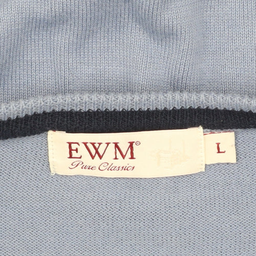 EWM Men's Blue Argyle Jumper Size L Cotton Acrylic