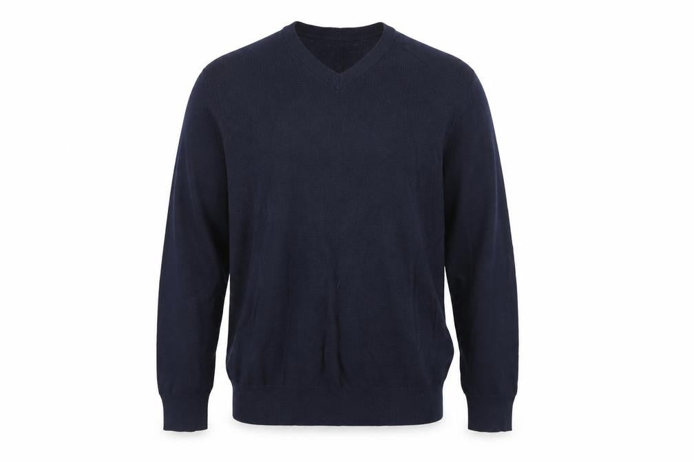 Front view of 1778 Debenhams Men's Blue V-Neck jumper L