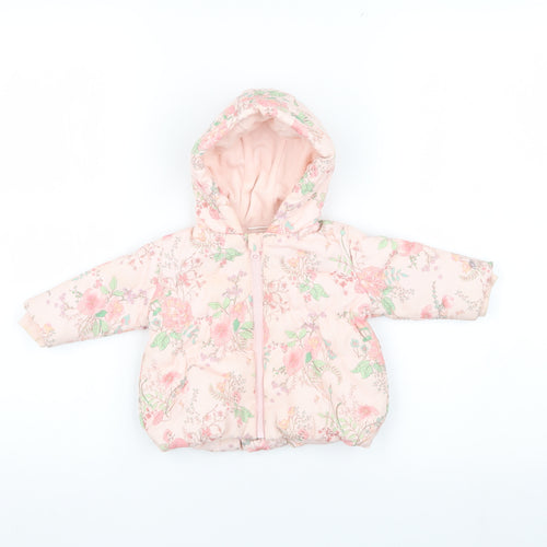 Next Unisex Baby Floral Puffer Jacket 0-3 Months Pink