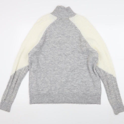 Miss Selfridge Women's Grey Cable-Knit Jumper Size 6