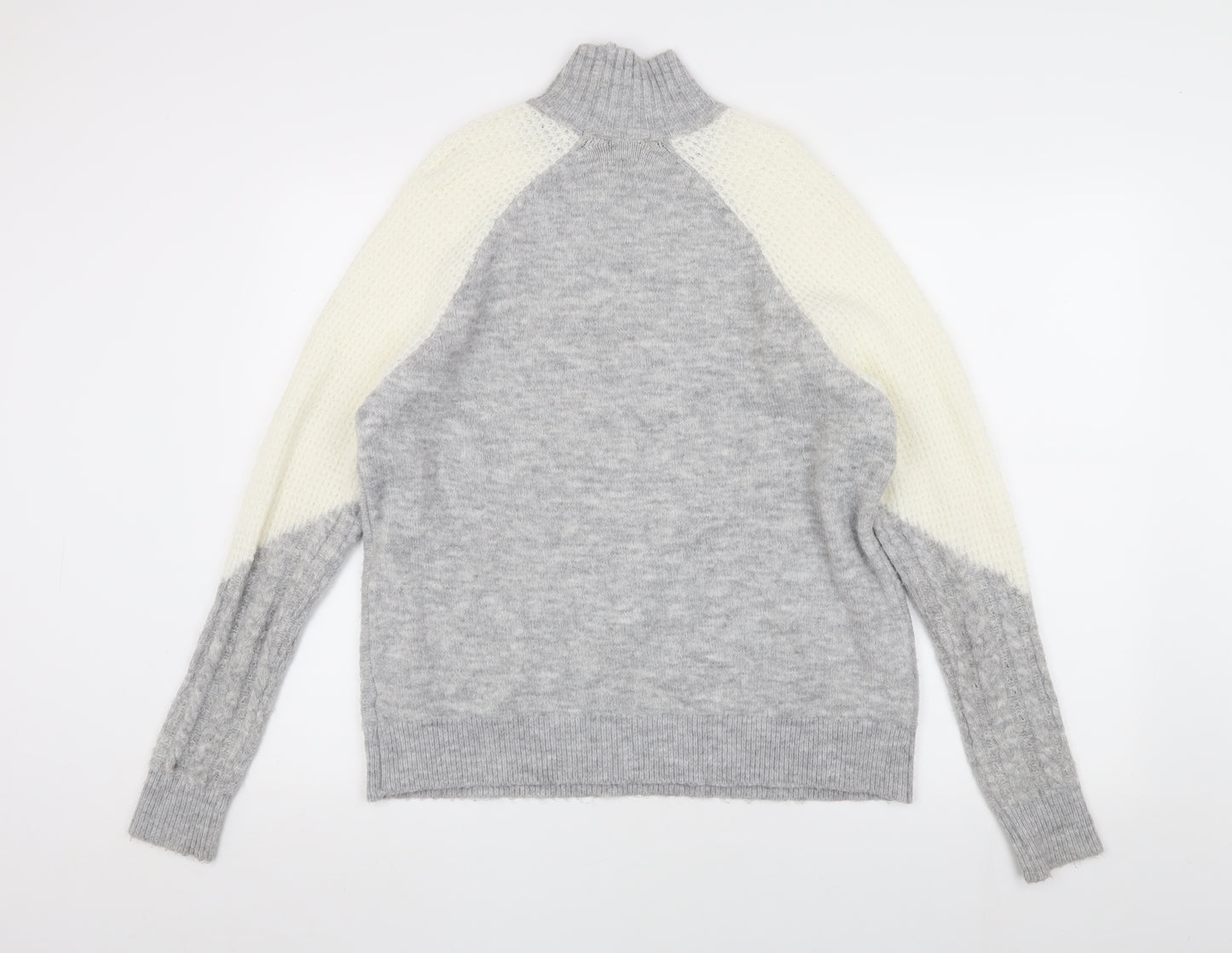 Miss Selfridge Women's Grey Cable-Knit Jumper Size 6