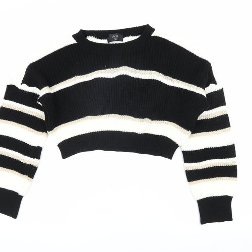 AX Paris Women's Black Striped Pullover Jumper