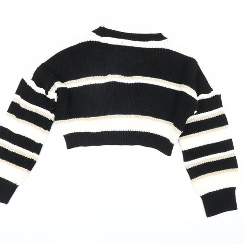 AX Paris Women's Black Striped Pullover Jumper