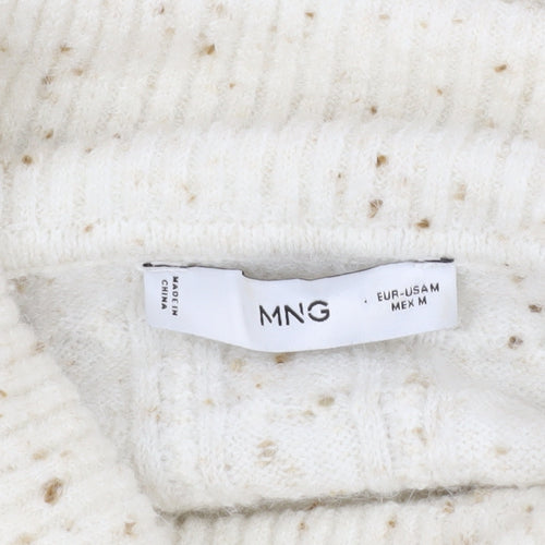 MNG Women's Ivory Cable-Knit Roll Neck Jumper M