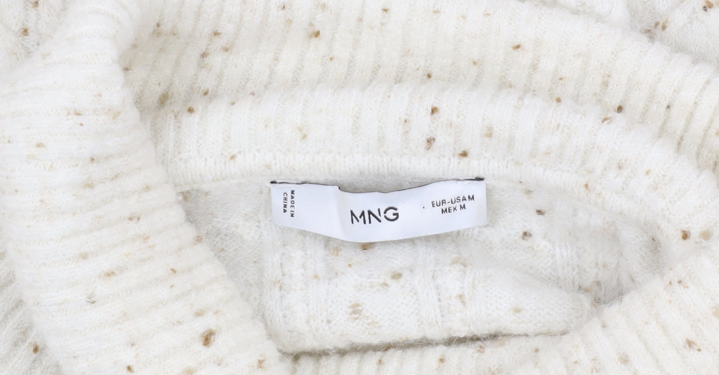 MNG Women's Ivory Cable-Knit Roll Neck Jumper M