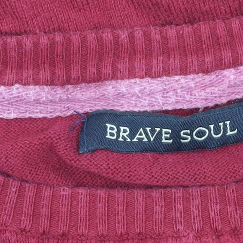 Brave Soul Men's XL Red Crew Neck Pullover Jumper