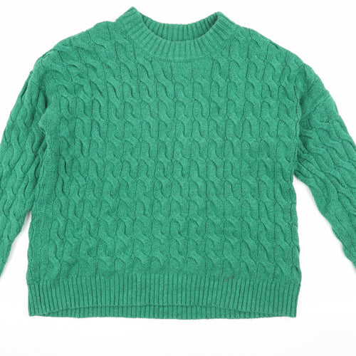 Rachel Roy Women's Green Cable-Knit Pullover Jumper L